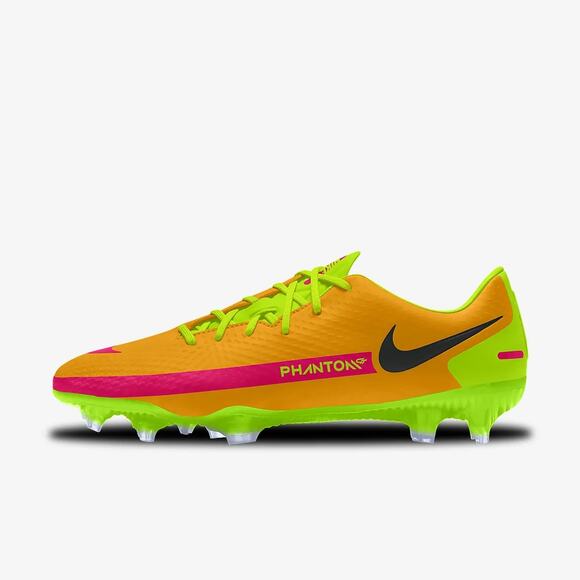 Nike By You Phantom GT2 Academy MG Soccer Cleats Orange Yellow Mens 7.5 Womens 9 - Picture 14 of 14